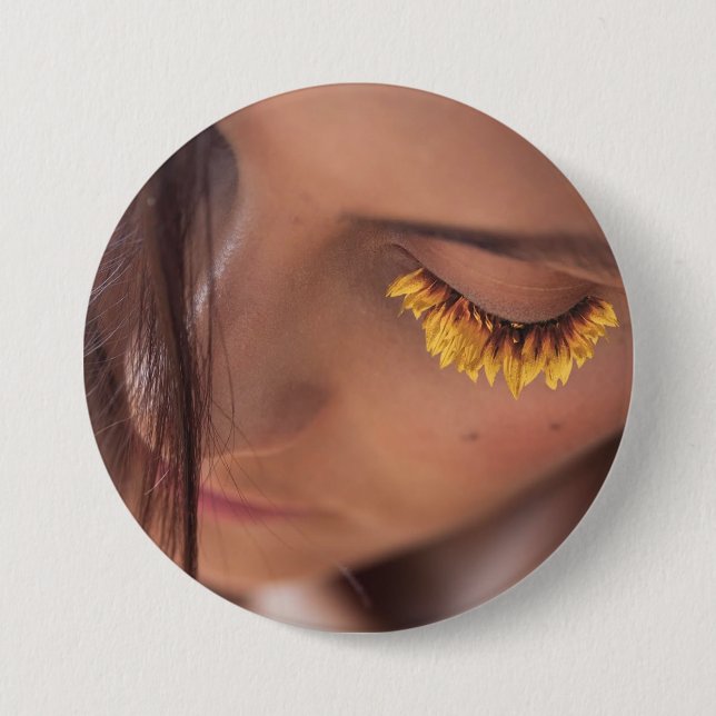Sunflower Lashes Button (Front)