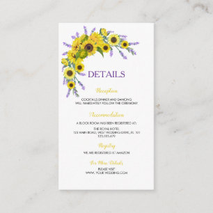 Sunflower & Lavender Vintage Floral Wedding Enclosure Card