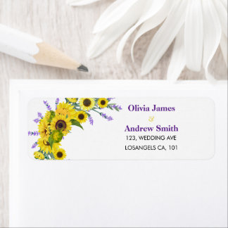 Sunflower & Lavender Wedding Return Address  Label