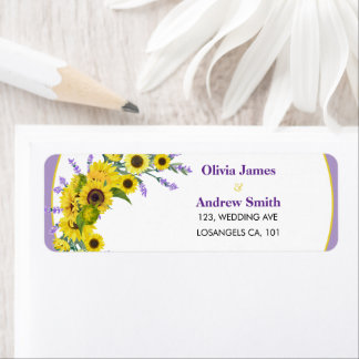 Sunflower & Lavender Wedding Return Address  Label