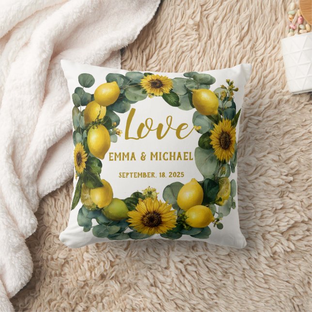 Sunflower Lemon Wreath Love Design Cushion (Blanket)