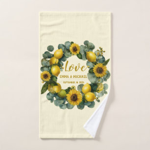 Sunflower Lemon Wreath Love Design Hand Towel