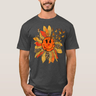 Sunflower Leopard Butterfly Autumn Fall Retro Groo T-Shirt