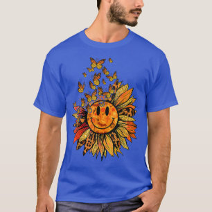 Sunflower Leopard Butterfly Autumn Fall Retro Groo T-Shirt