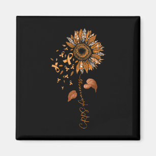 Sunflower Leopard CRPS Awareness Orange Ribbon  Magnet