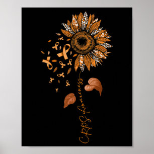 Sunflower Leopard Crps Awareness Orange Ribbon  Poster