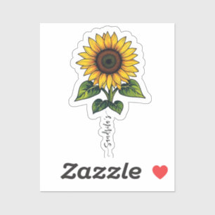 Sunflower leopard Handwritten Name Sticker