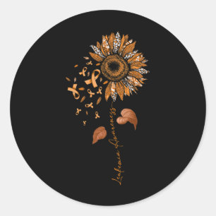 Sunflower Leopard Leukaemia Awareness Orange Ribbo Classic Round Sticker