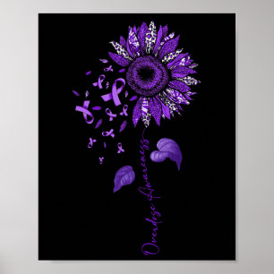 Sunflower Leopard Overdose Awareness Purple Ribbon Poster