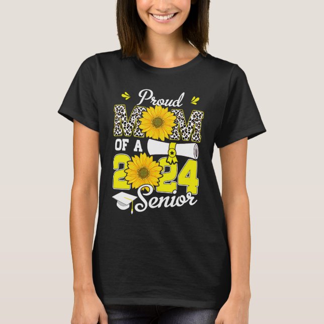 Sunflower Leopard  Proud Mom of a Class of 2024 24 T-Shirt (Front)