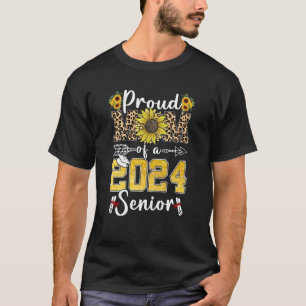 Sunflower Leopard Proud Mum Of a 2024 Senior Gradu T-Shirt