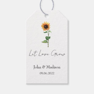 Sunflower Let love grow wedding seed Gift Tags