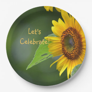 Sunflower Let's Celebrate Paper Plate