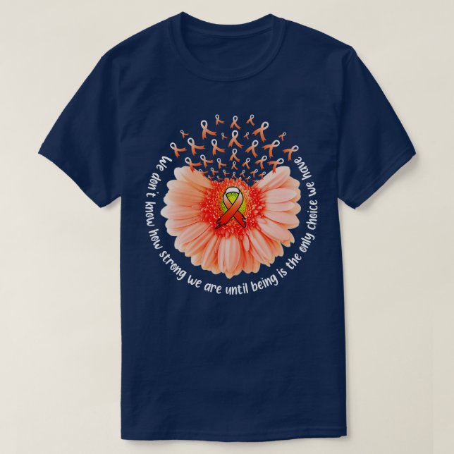 Sunflower Leukaemia MS Awareness Orange Ribbon In  T-Shirt (Design Front)