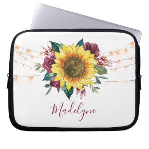 Sunflower Lights Floral Watercolor Laptop Sleeve