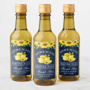Sunflower Limoncello Blue Wood Mini Bottle Labels
