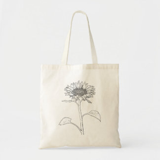 Sunflower Line Drawing Tote Bag