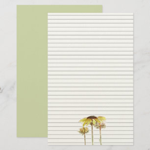 Sunflower Lined Stationery Letter Writing Green