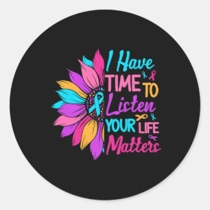 Sunflower Listen Your Life Problem Mental Health A Classic Round Sticker