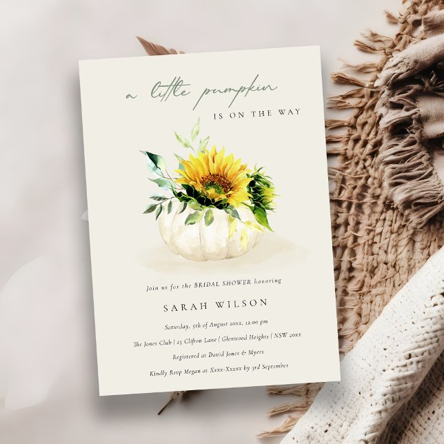 Sunflower Little Floral Pumpkin Baby Shower Invite (Creator Uploaded)