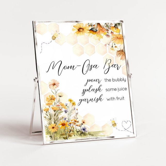 Sunflower Little Honey Baby Shower Mum Osa Bar Poster (Sunflower Little Honey Baby Shower Mom Osa Bar Sign)