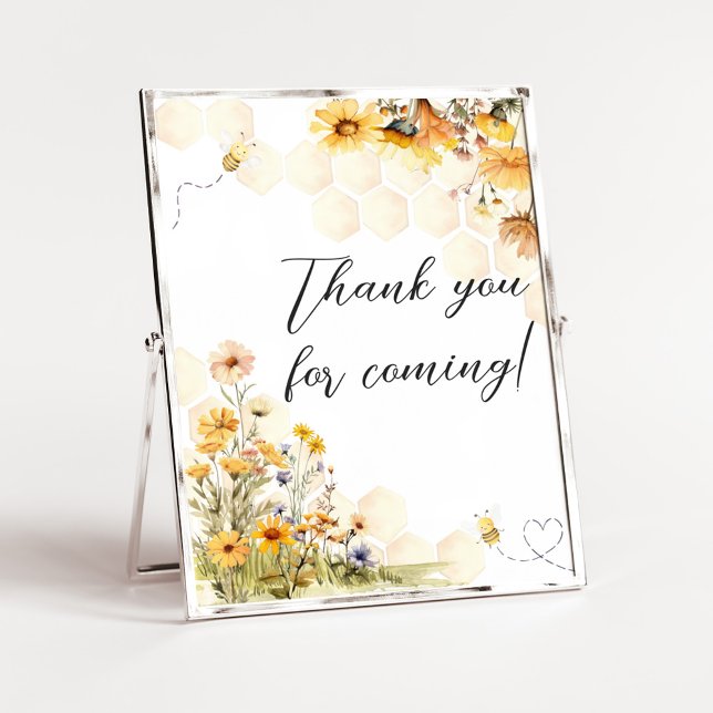Sunflower Little Honey Thank you for Coming Poster (Sunflower Little Honey Baby Shower Thank you for Coming Sign)
