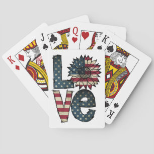 Sunflower Love   American Flag   Stars and Stripes Playing Cards