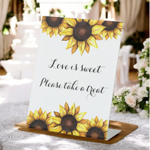 Sunflower Love is Sweet Wedding Pedestal Sign