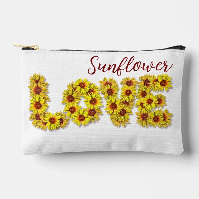 Sunflower Love Small Toiletry Cosmetic Bag (Front)