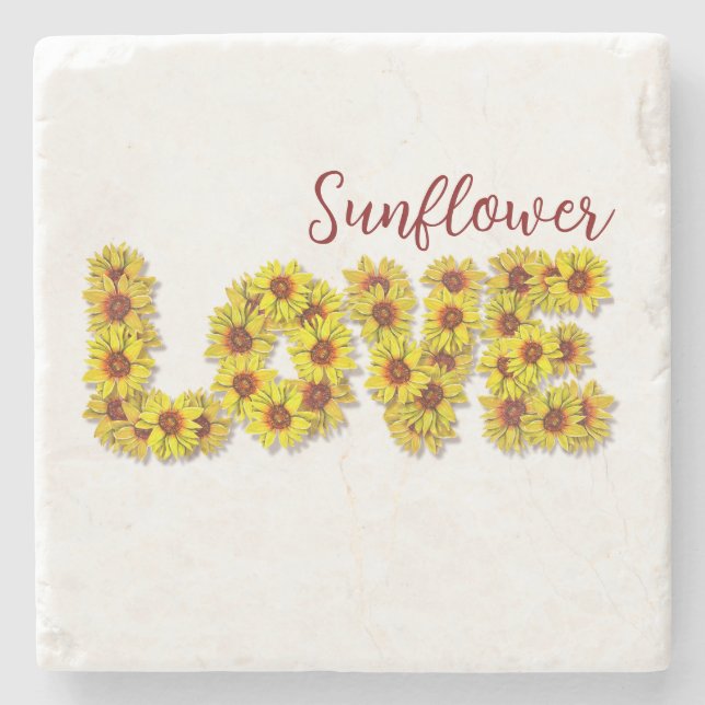 Sunflower Love Stone Coaster (Front)