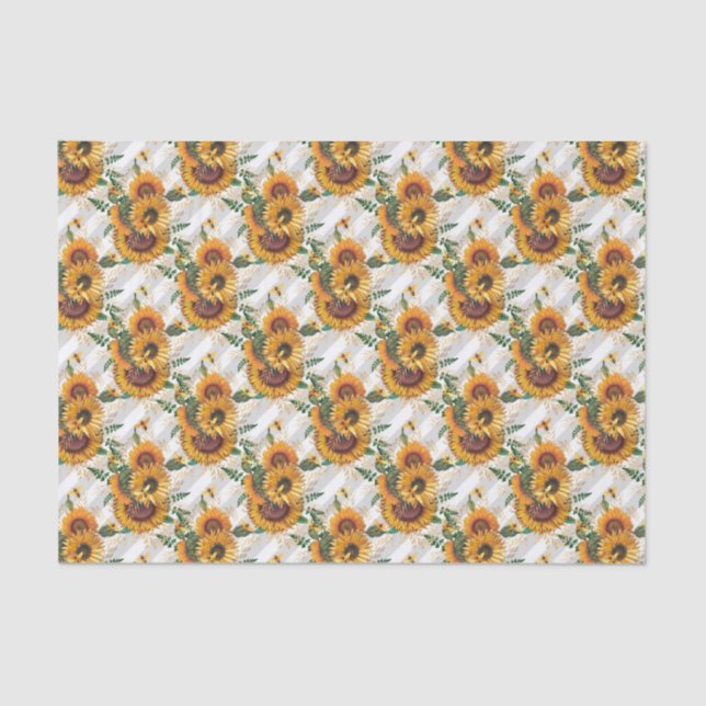 Sunflower Lover Bee Honeycomb Pattern Tissue Paper (Front)