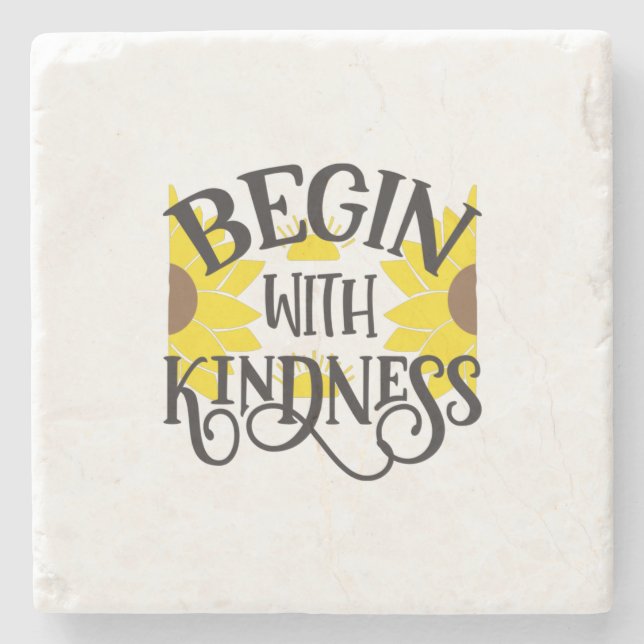 Sunflower Lover | Begin With Kindness Stone Coaster (Front)