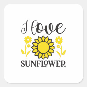 Sunflower Lover I Love Sunflower Square Sticker