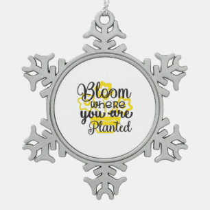 Sunflower Lover   Where You Are Planted Snowflake Pewter Christmas Ornament