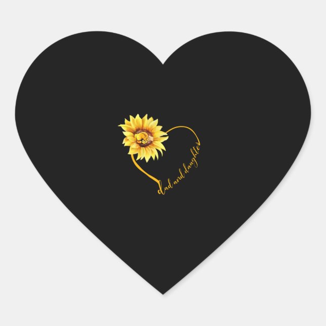 Sunflower Lovers | Love Dad And Daughter Heart Sticker (Front)