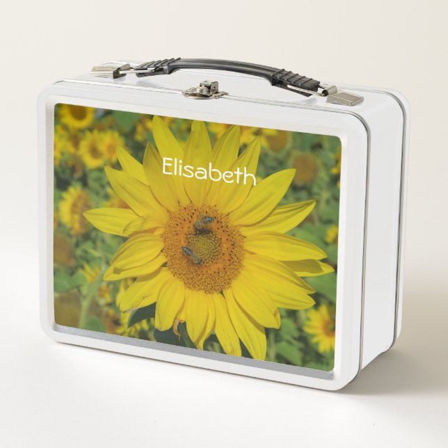 sunflower,Lunch , boxes,template,colourful+ craft, Metal Lunch Box (Front)