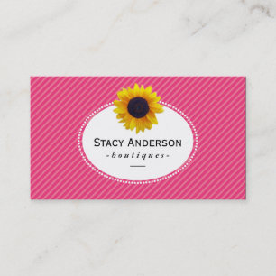 Sunflower   Magenta Stripes Business Card