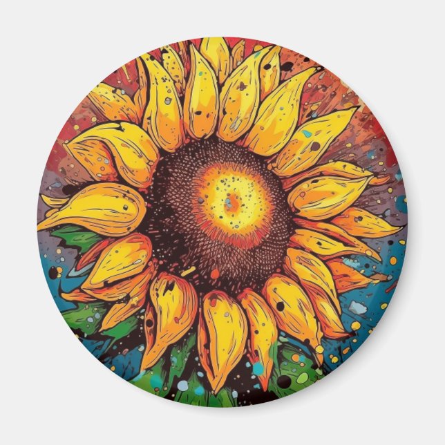 Sunflower magnet. Flower. colourful Magnet (Front)