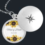 Sunflower Maid of Honour Floral Yellow White Locket Necklace<br><div class="desc">Floral Sunflower Maid of Honour Wedding Necklace with Watercolor Yellow Sunflowers on a white background.</div>