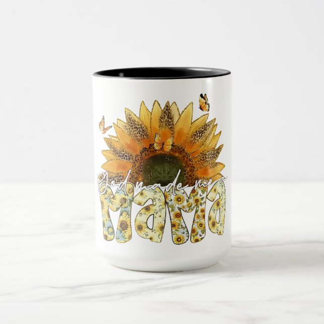 Sunflower MAMA Lettering with Butterflies  Mug (Center)