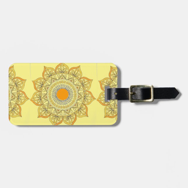 Sunflower Mandala Luggage Tag (Front Horizontal)