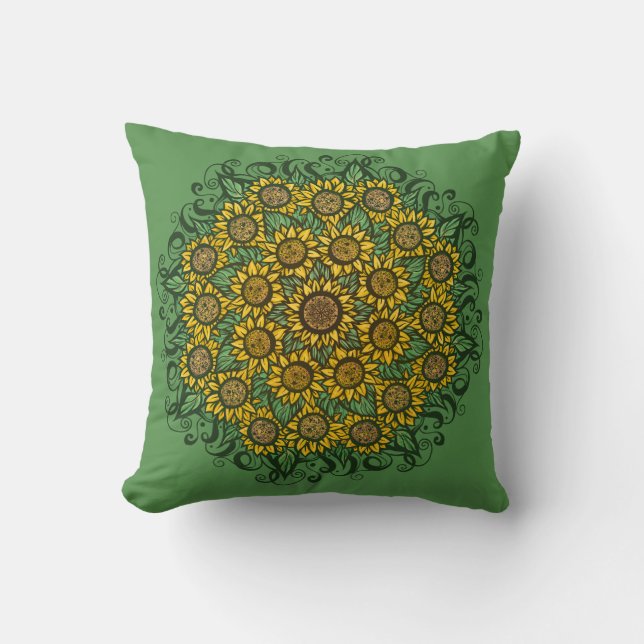 Sunflower Mandala Nature Lover Sunflowers Floral   Cushion (Front)