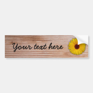 Sunflower Marigold on Rustic Wooden Boards Bumper Sticker