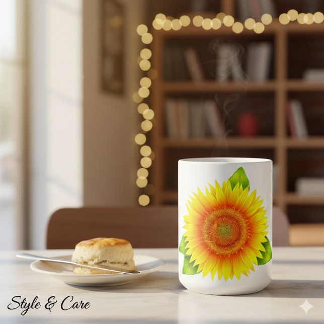 Sunflower Mark Elegant Floral Design Coffee Mug (Sunflower Mark Coffee Mug)
