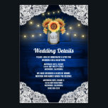 Sunflower Mason Jar Blue Wood Wedding Insert Cards<br><div class="desc">Sunflower Mason Jar Blue Wood Wedding Insert Cards - feature a royal navy or blue barn background trimmed with lace and decorated with warm coloured string twinkle lights. The design also features a bouquet of sunflowers inside a mason jar that you can customise the initials to those of your choice....</div>