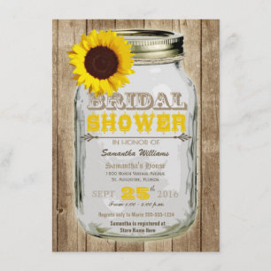Sunflower Mason Jar Rustic Bridal Shower Invitation