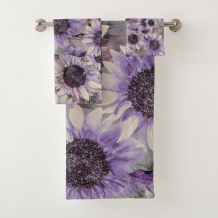 Sunflower Mauve Patterned Bath Towel Set