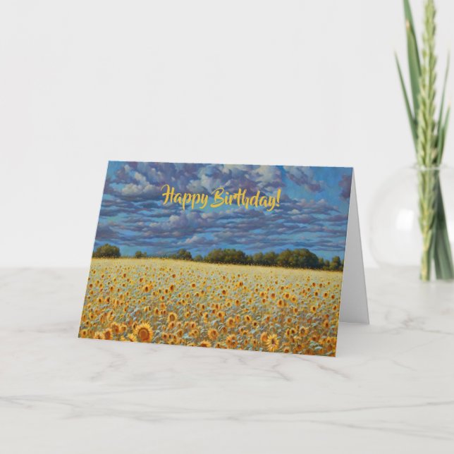 Sunflower Meadow Art Birthday Card (Front)