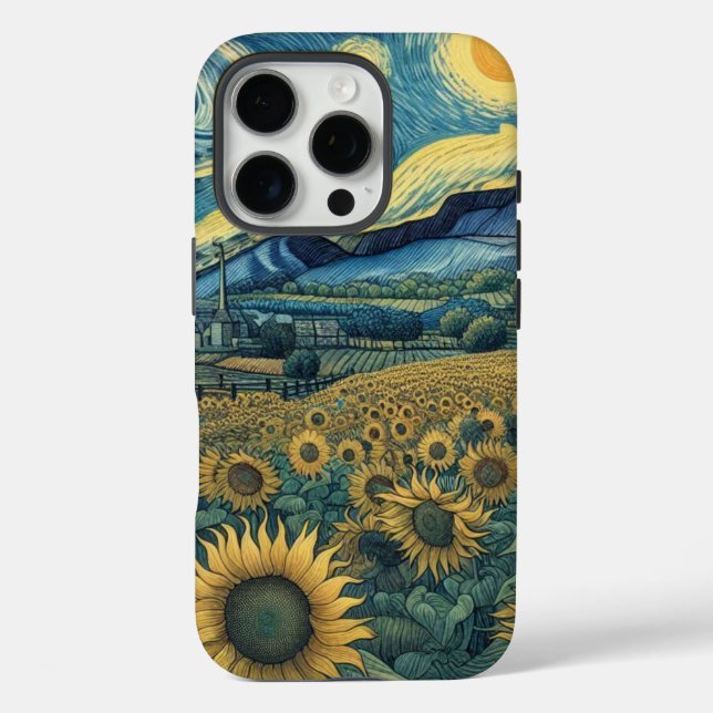 Sunflower Meadow in the Starry Night Case-Mate iPhone Case (Back)