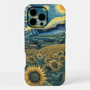 Sunflower Meadow in the Starry Night iPhone 16 Pro Max Case